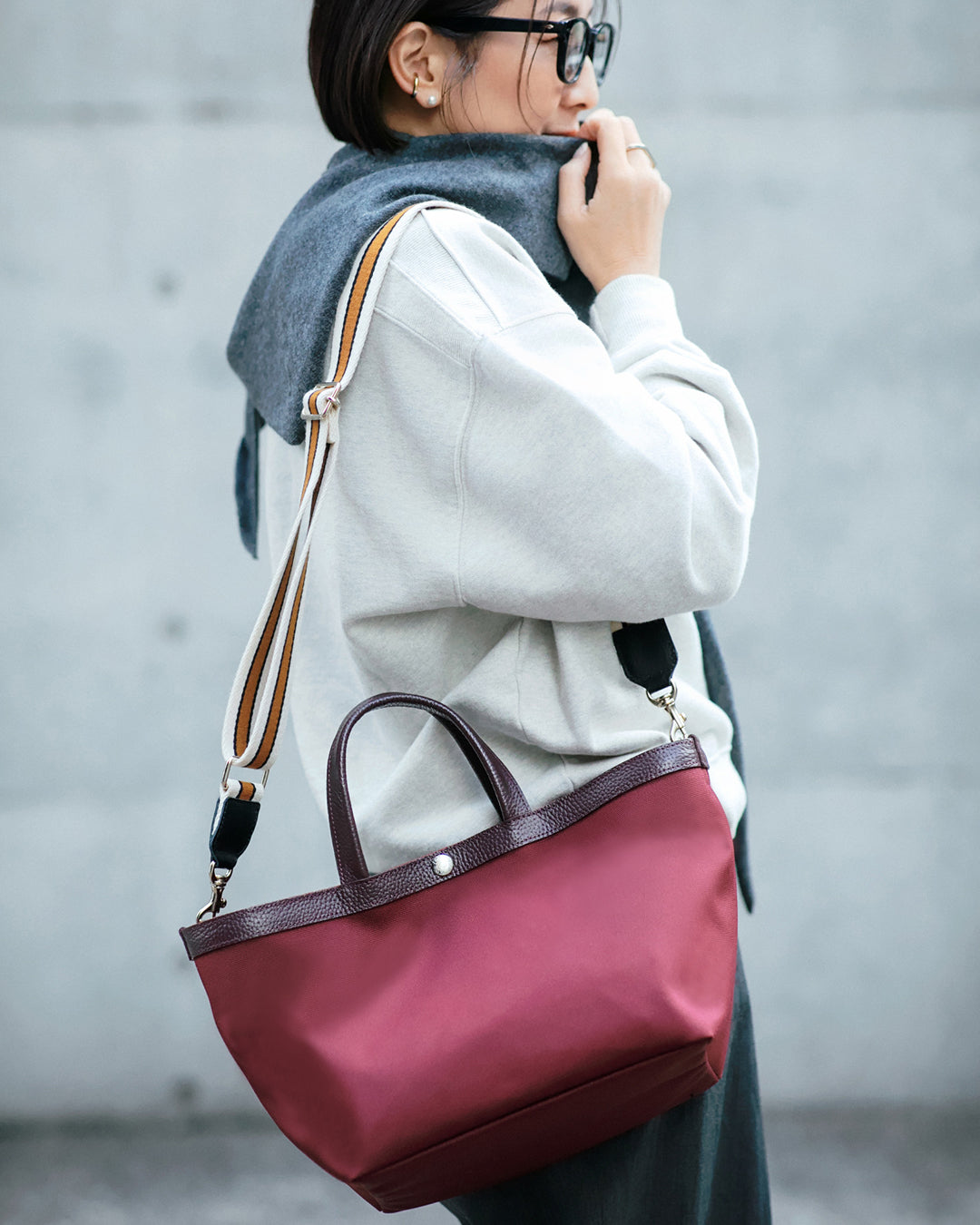 【塚田有紀子さんコラボ】NORM リサイクル ポリエステル シュリンクレザー コンビ トート バッグ