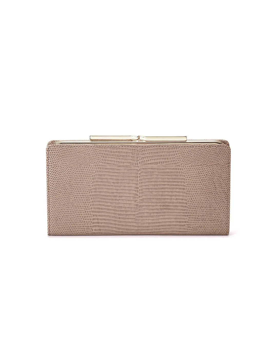 LUCIA イタリアンレザー リザード型押し がま口長財布