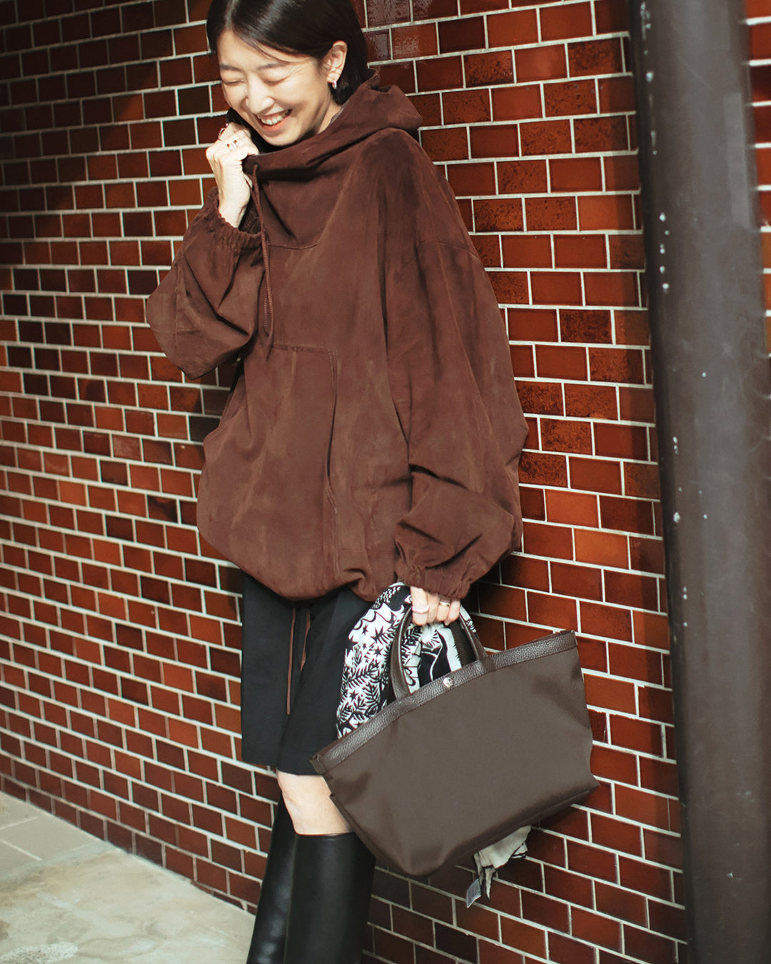 【塚田有紀子さんコラボ】NORM リサイクル ポリエステル シュリンクレザー コンビ トート バッグ