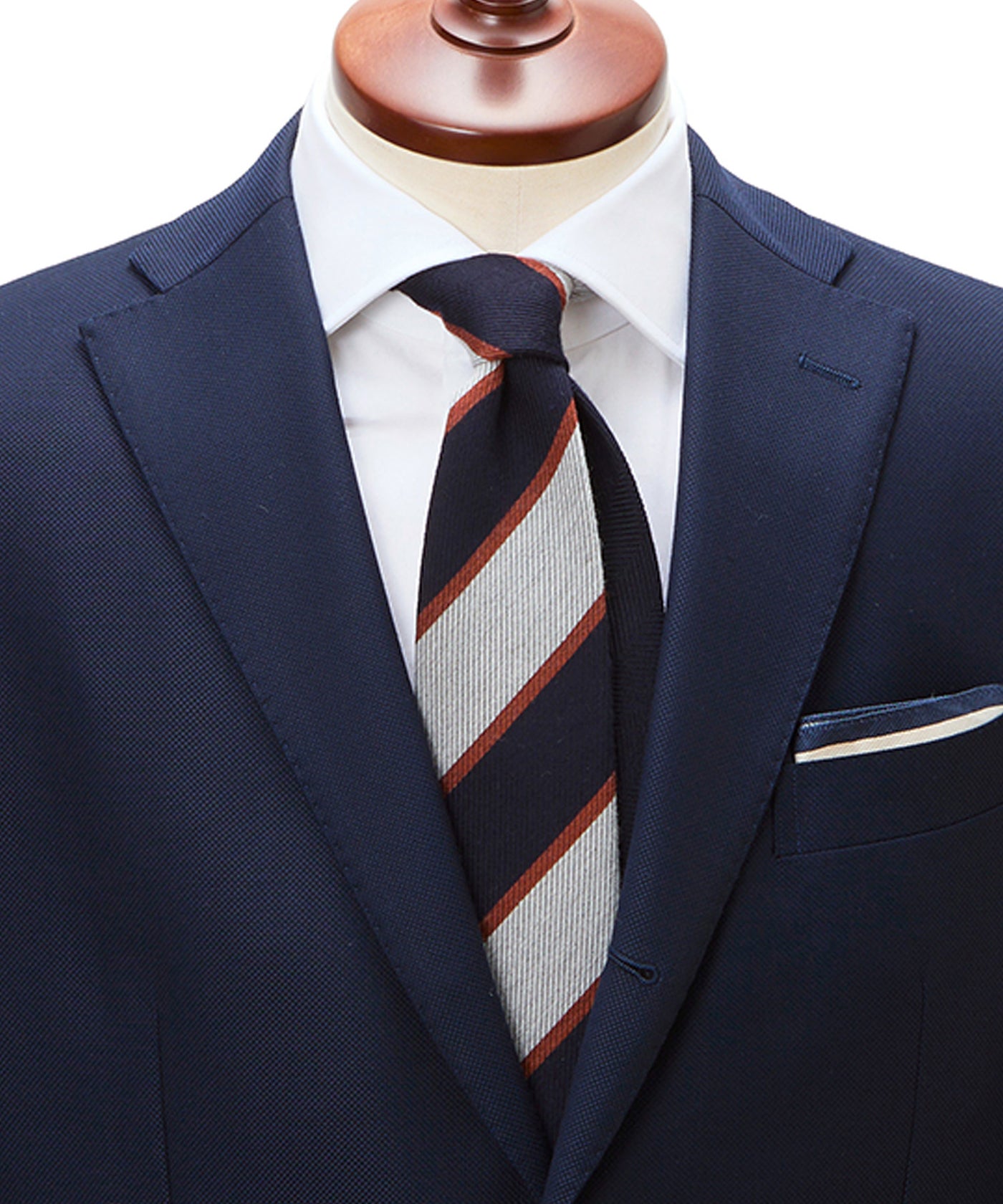 1196新品★クリケット ネイビー/ワインストライプ柄シルクネクタイ★