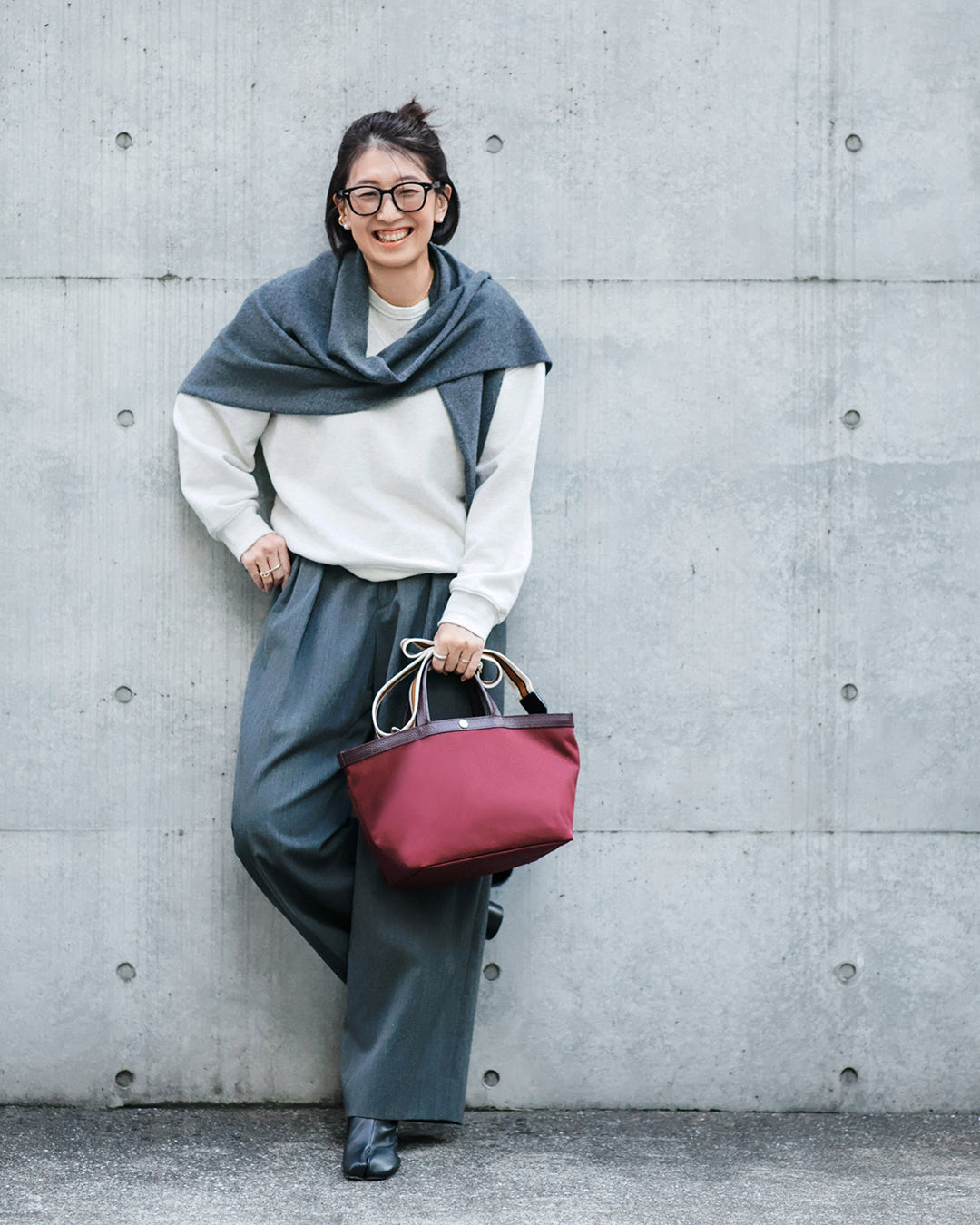 【塚田有紀子さんコラボ】NORM リサイクル ポリエステル シュリンクレザー コンビ トート バッグ