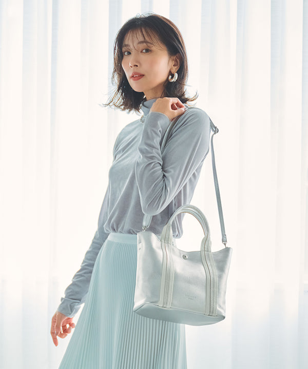 ソフトシュリンク テープコンビ ショルダー ミニ トート バッグ