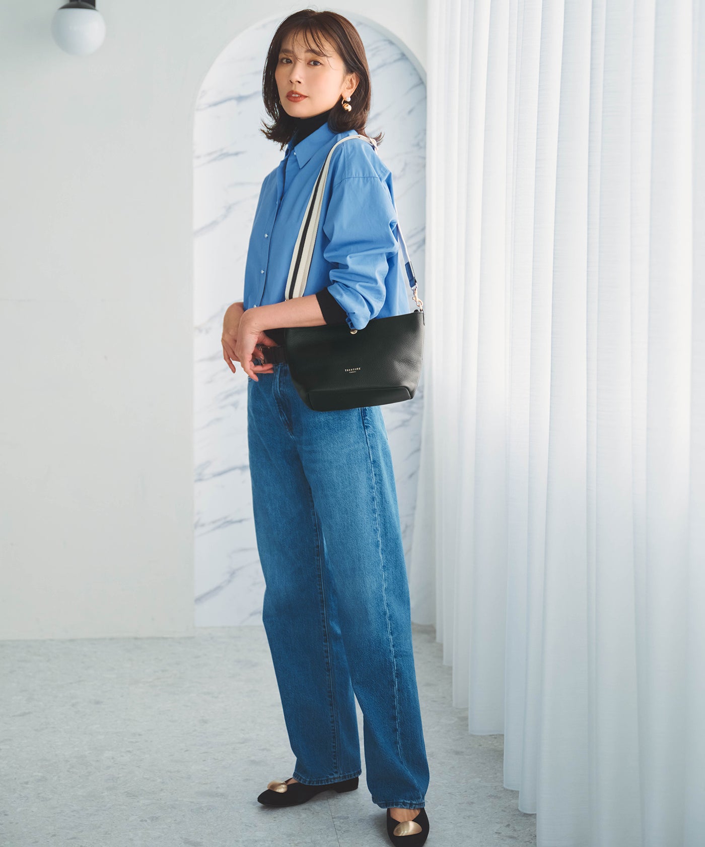 ソフトシュリンク テープ コンビ レザー ミニショルダーバッグ