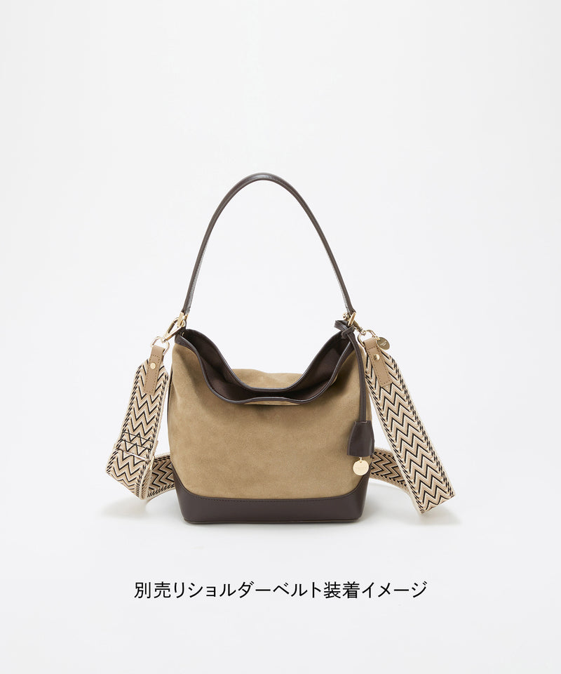 スエード レザーコンビ ワンショルダーバッグ チャーム付き