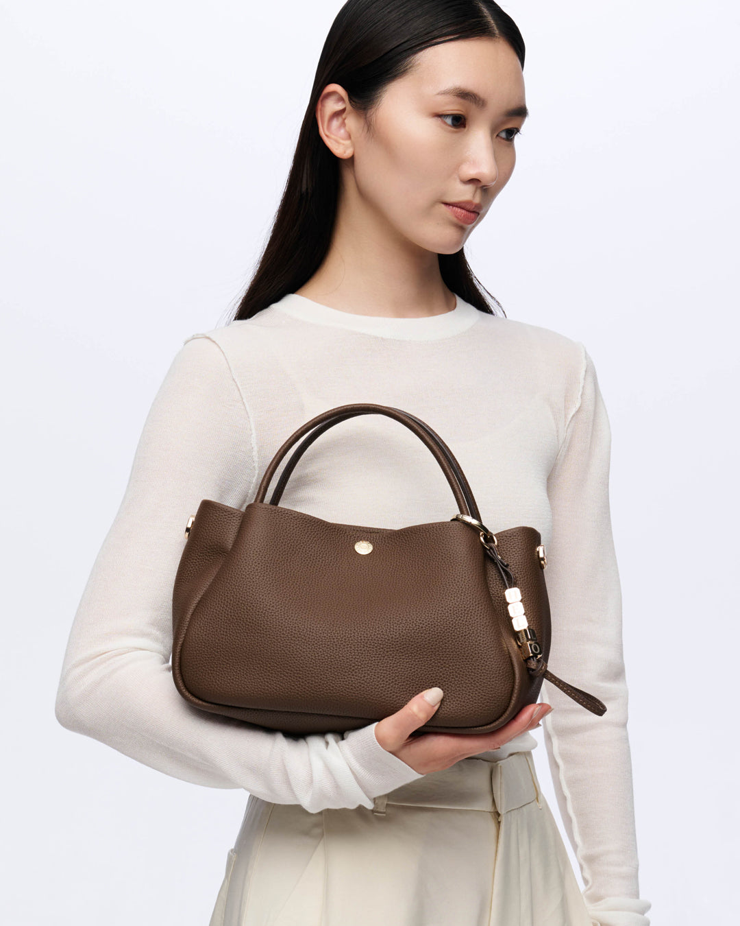 シュリンクレザー ショルダー付き トートバッグ