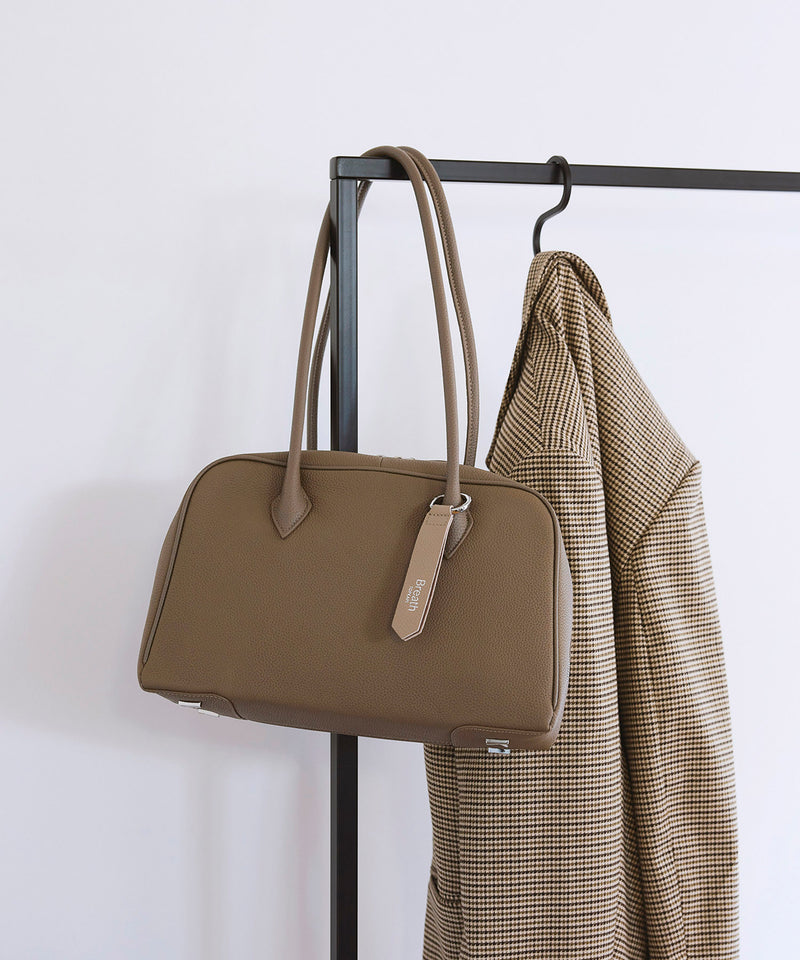 シュリンクレザー シンプル ボストンバッグ