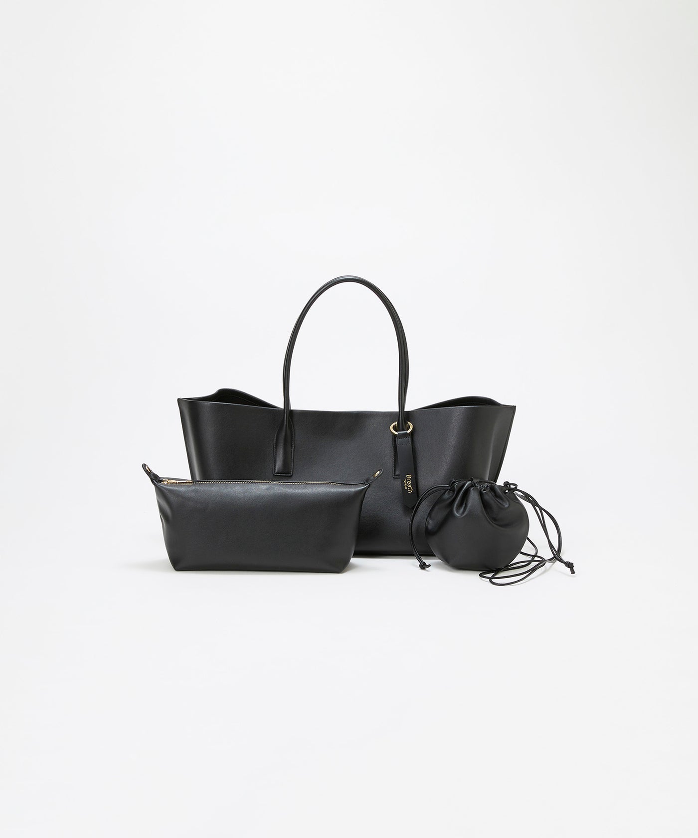 シュリンクレザー スクエア トートバッグ ポーチ・ミニショルダー付