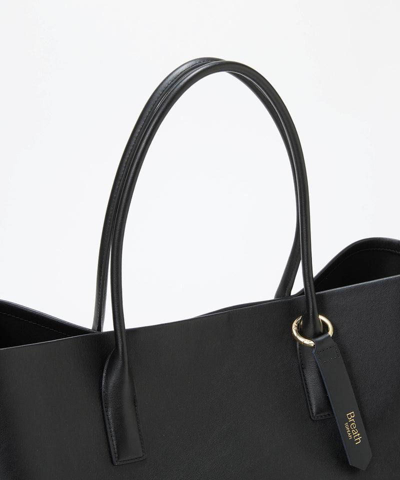 シュリンクレザー スクエア トートバッグ　ポーチ・ミニショルダー付