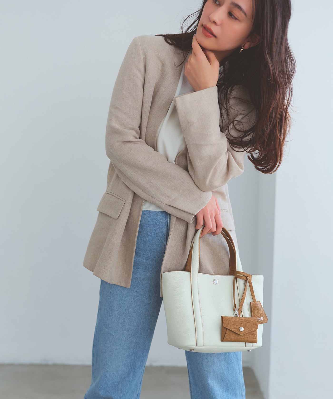 DUAL デュアル シュリンクレザー バイカラー トートバッグ チャーム