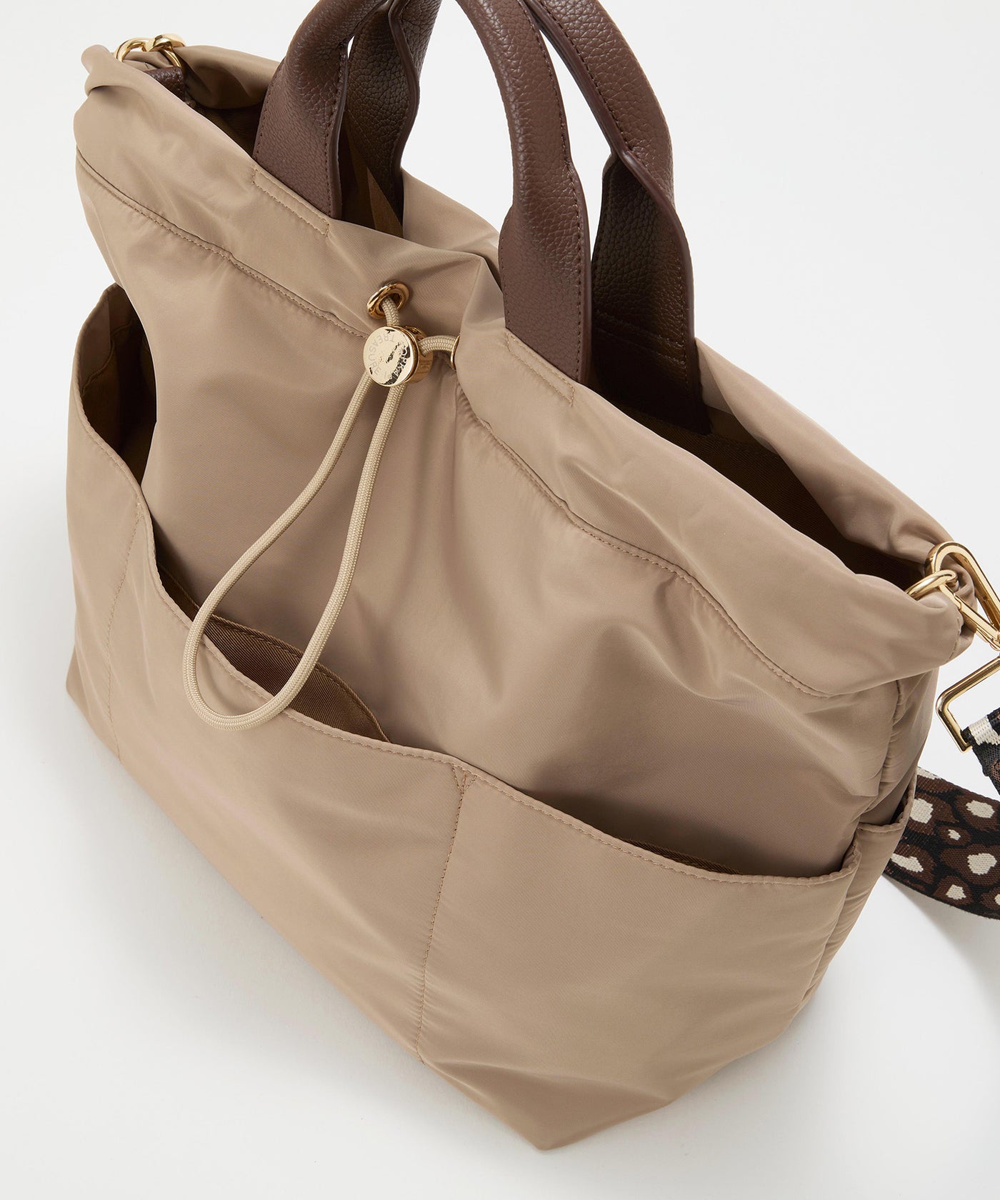 ナイロン パターンベルト付き 2way トートバッグ / 8ポケット