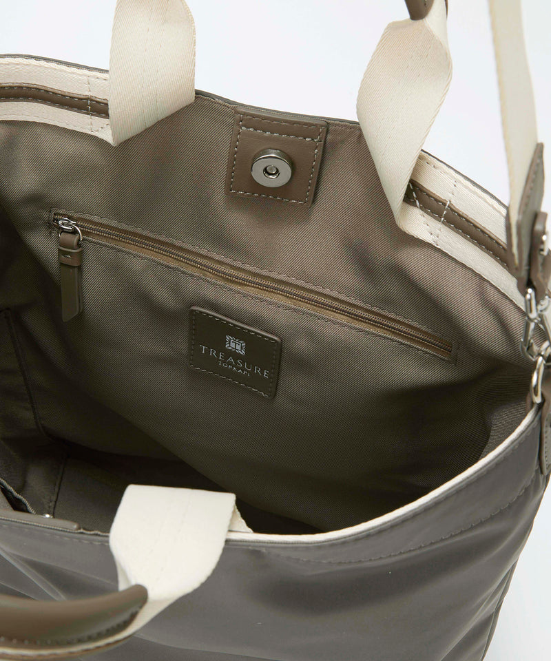 ストライプハンドル ナイロン 縦型 2way トートバッグ A4対応