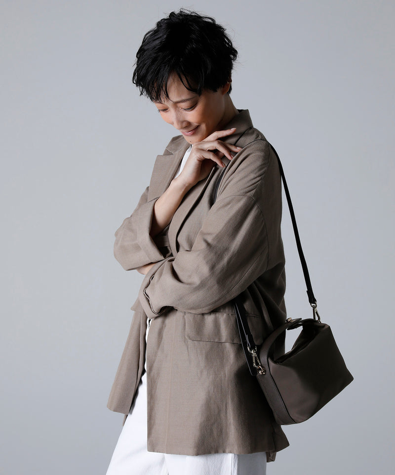 nnine ショルダーバッグ ブラウン 主食メロンパン着用 本革ナイロンコンビ ショルダーバッグ | 6530R - B.stuff online store
