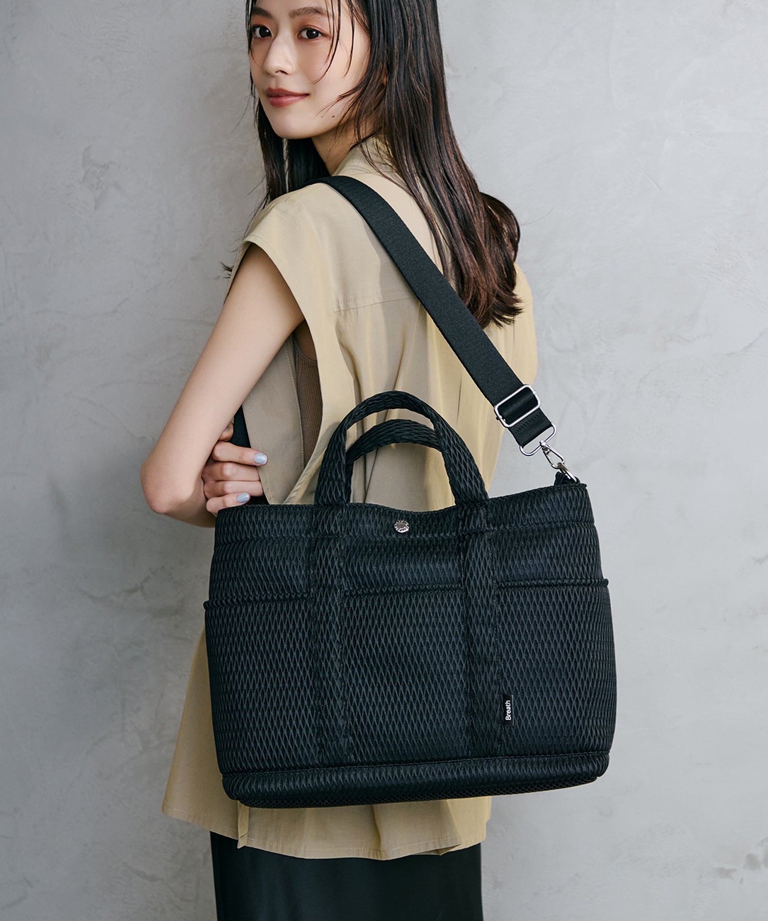 ポリメッシュ ショルダー付き トートバッグ / A4