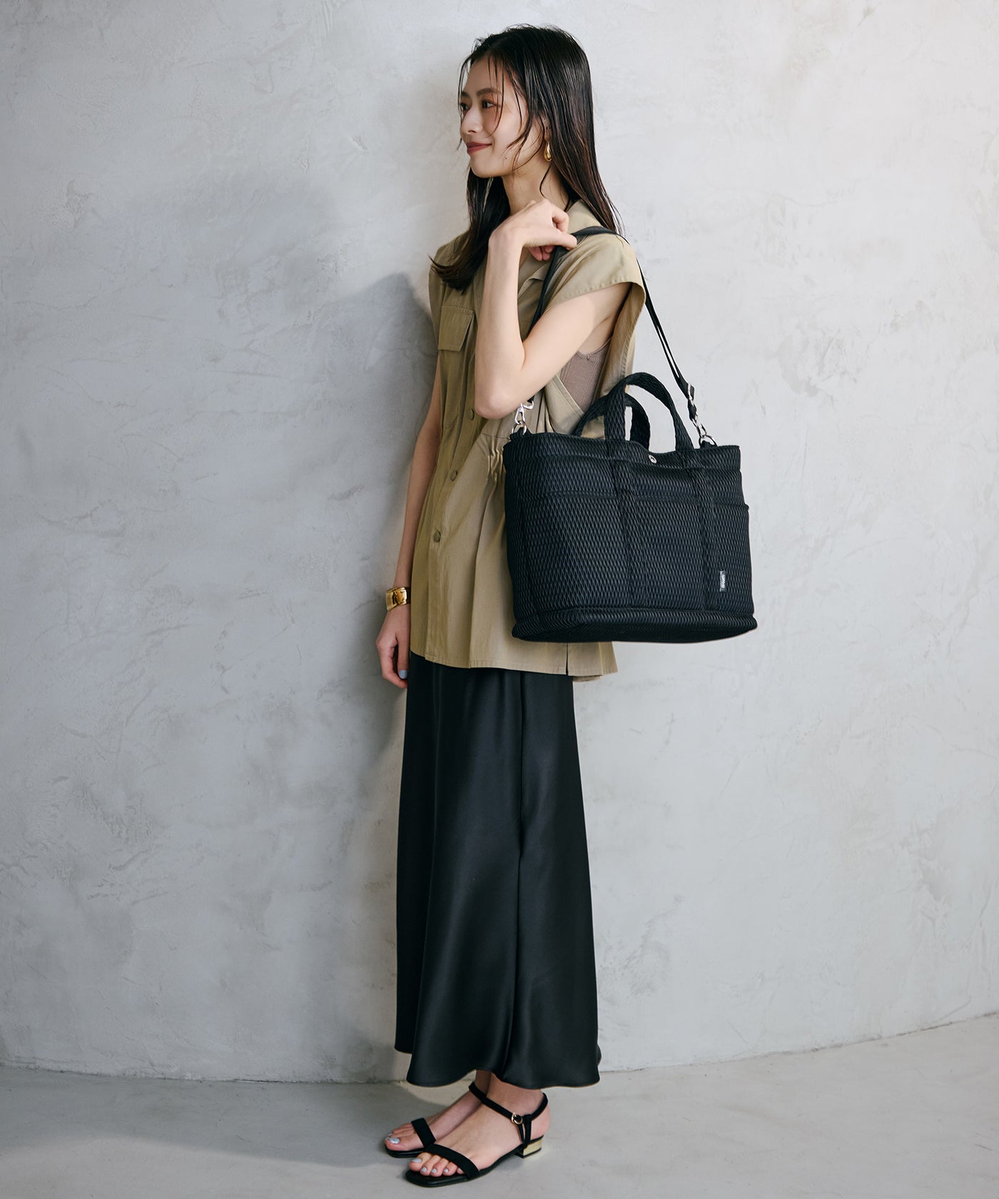 トートバッグ pukupen Multi Stripe Mesh Long Tote Bag | Pasand by ne Quittez pas