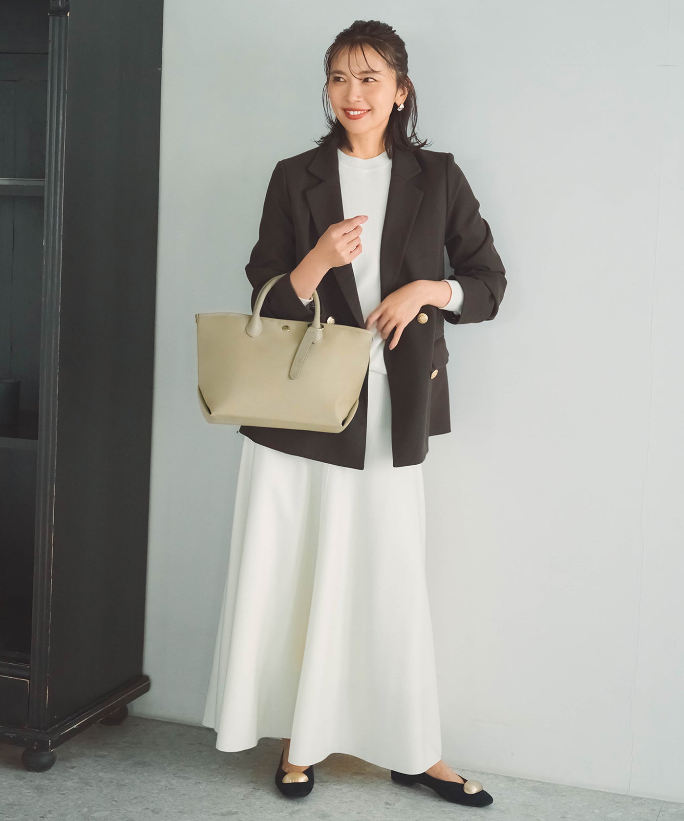 ナイロン レザーハンドル シンプル ミニ トートバッグ / 軽量