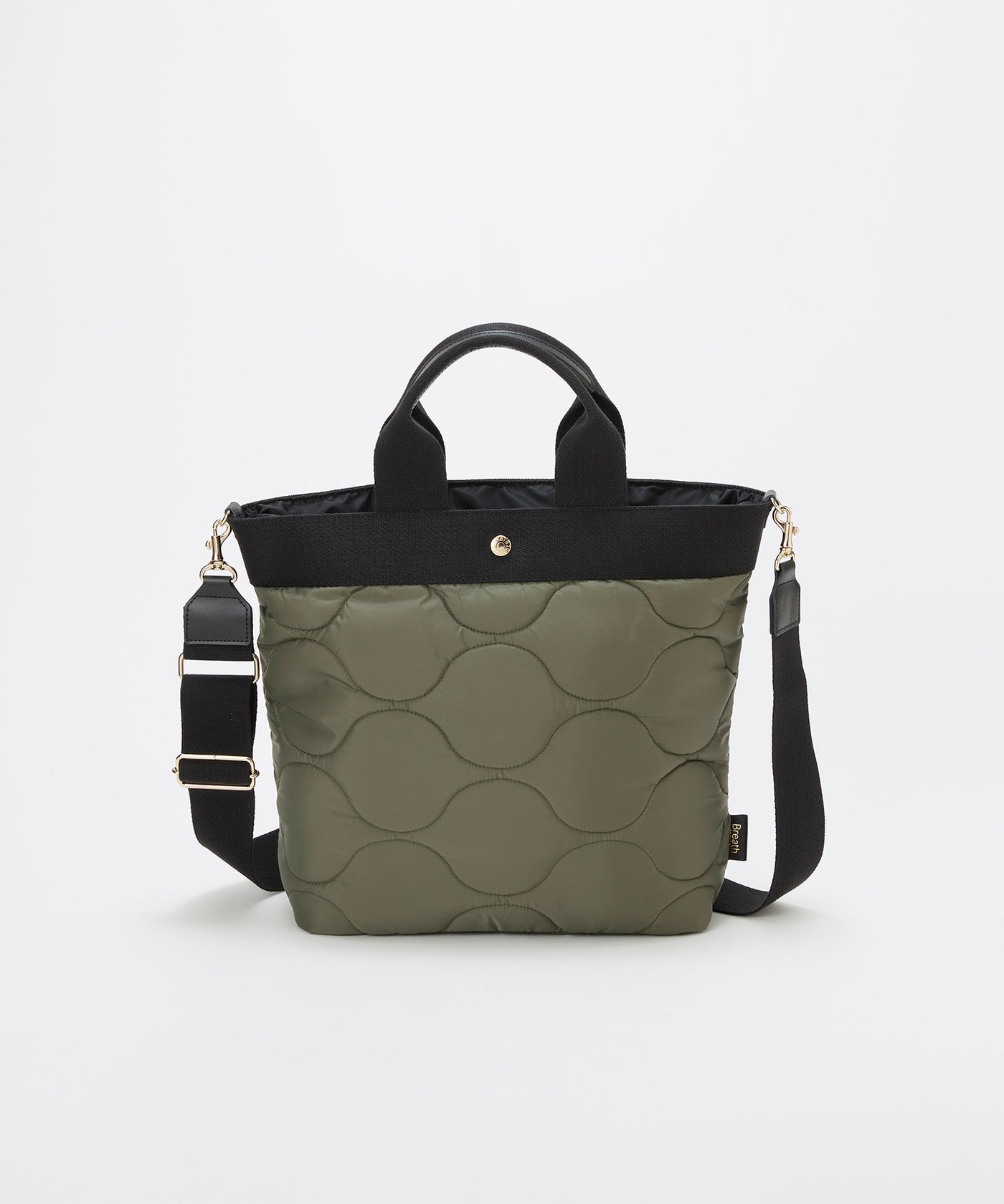 Ripple リプル キルティング ショルダー付き 縦型 トートバッグ / 撥水 / 軽量 カーキ