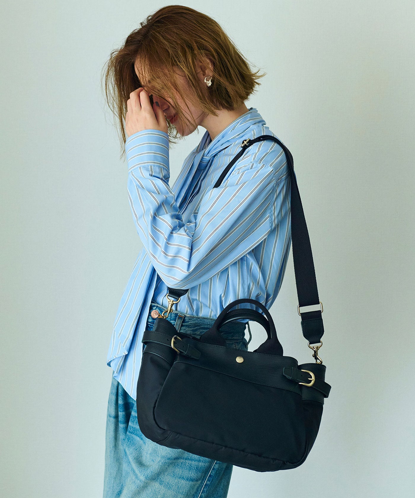 RIPPLE リプル ナイロン コンビ ベルト デザイン ミニ トートバッグ