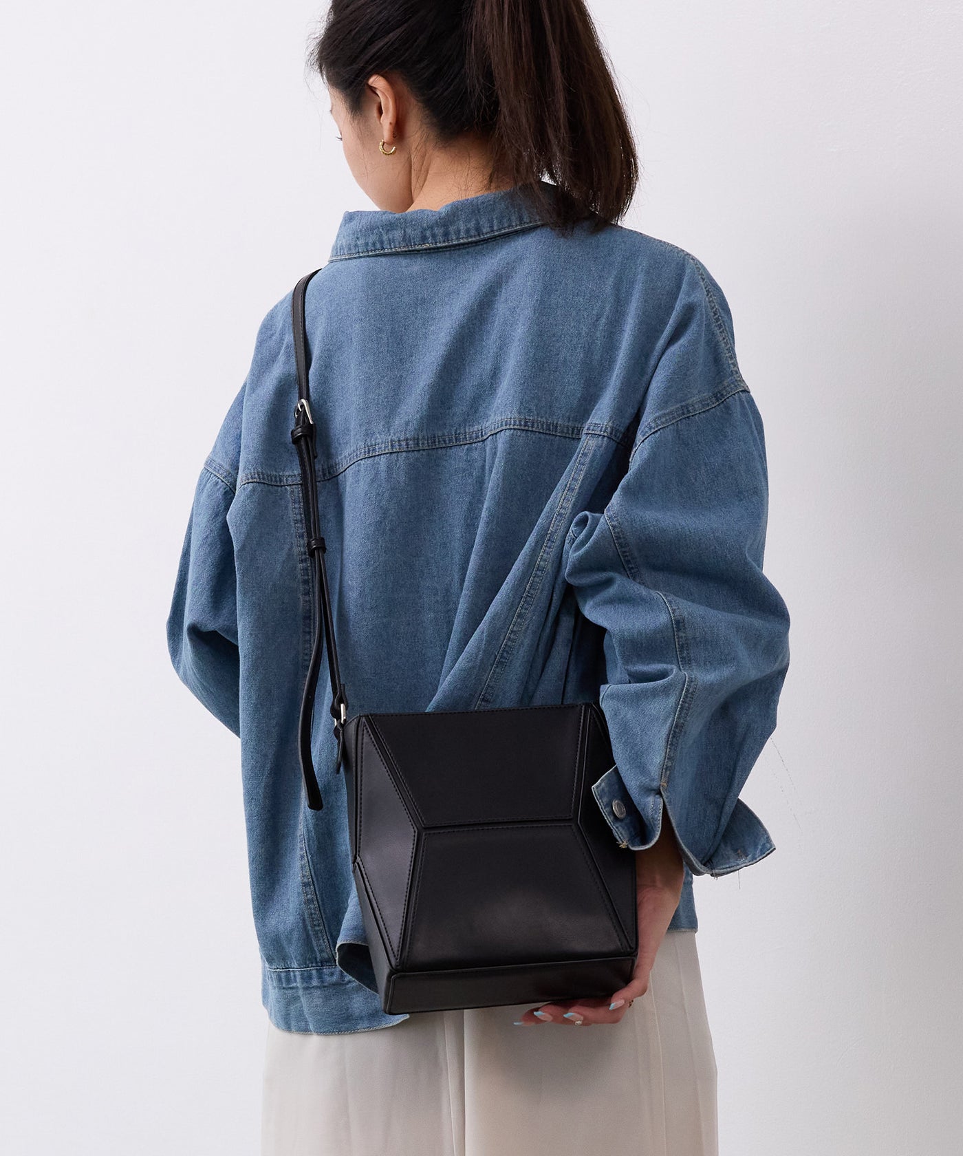 Paul Smith ブラックレザー ジオメトリック 2way ショルダー