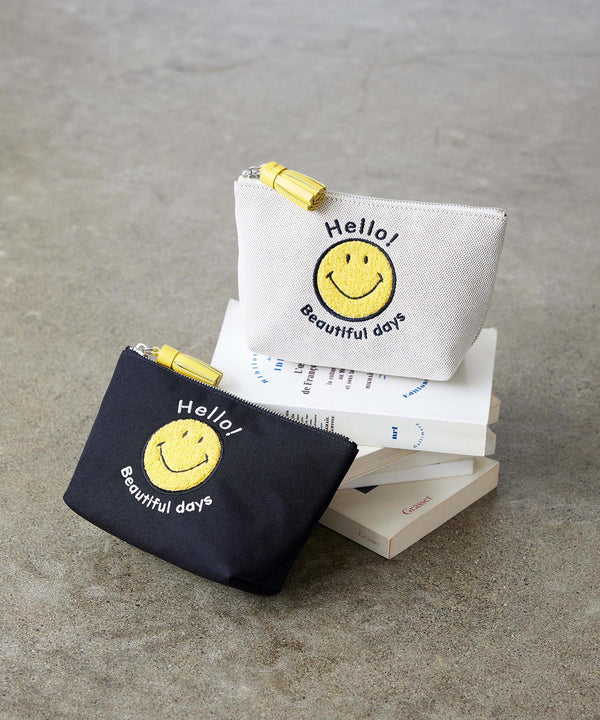 SMILE COLLETION スマイル 刺繍 タッセルポーチ