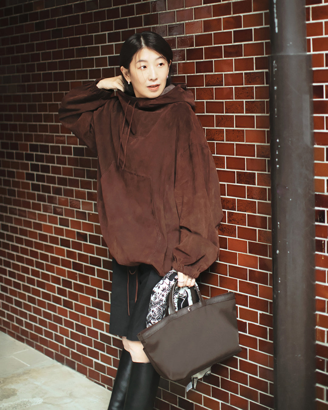 【塚田有紀子さんコラボ】NORM リサイクル ポリエステル シュリンクレザー コンビ トート バッグ
