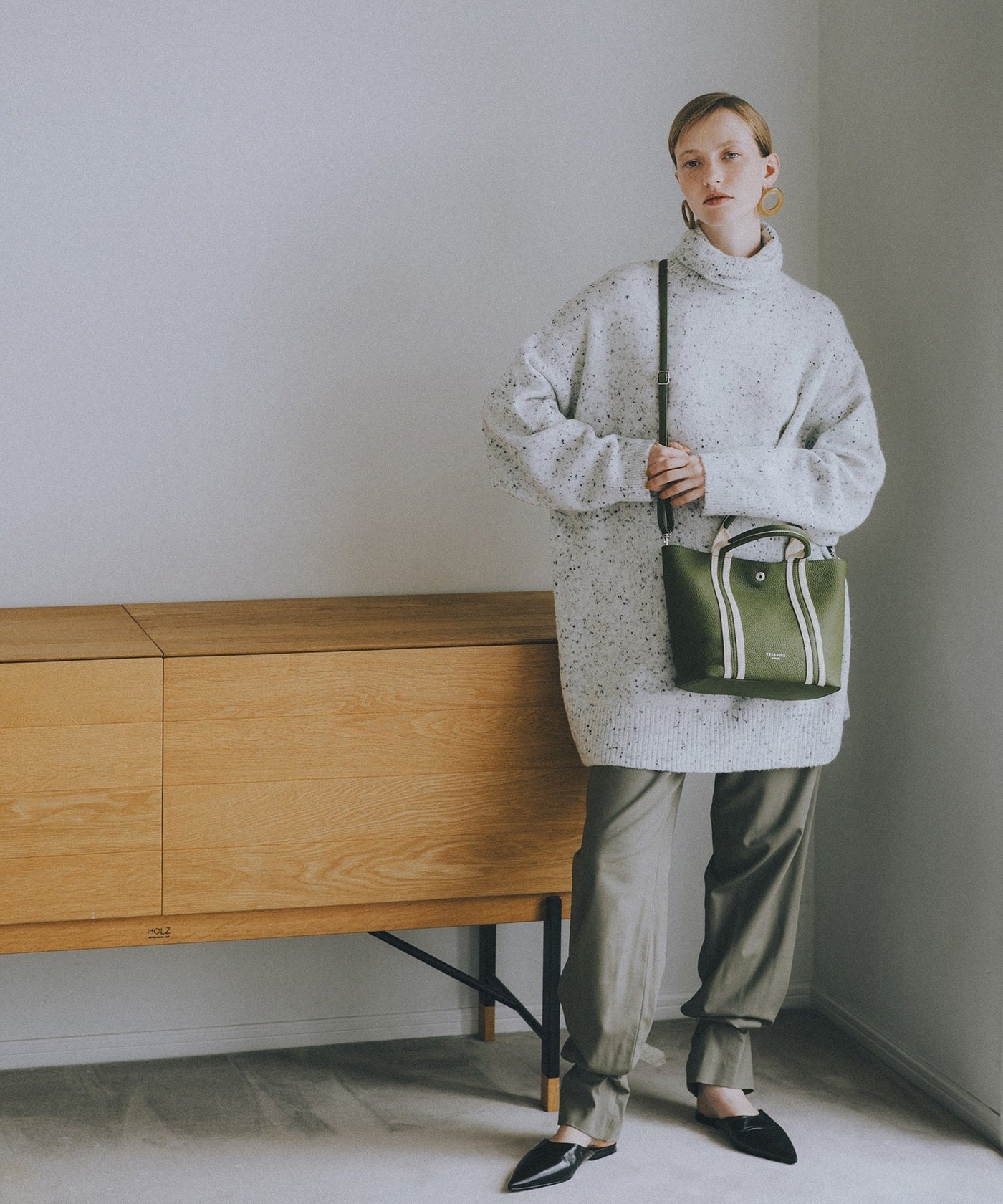 ソフトシュリンク テープコンビ ショルダー ミニ トート バッグ