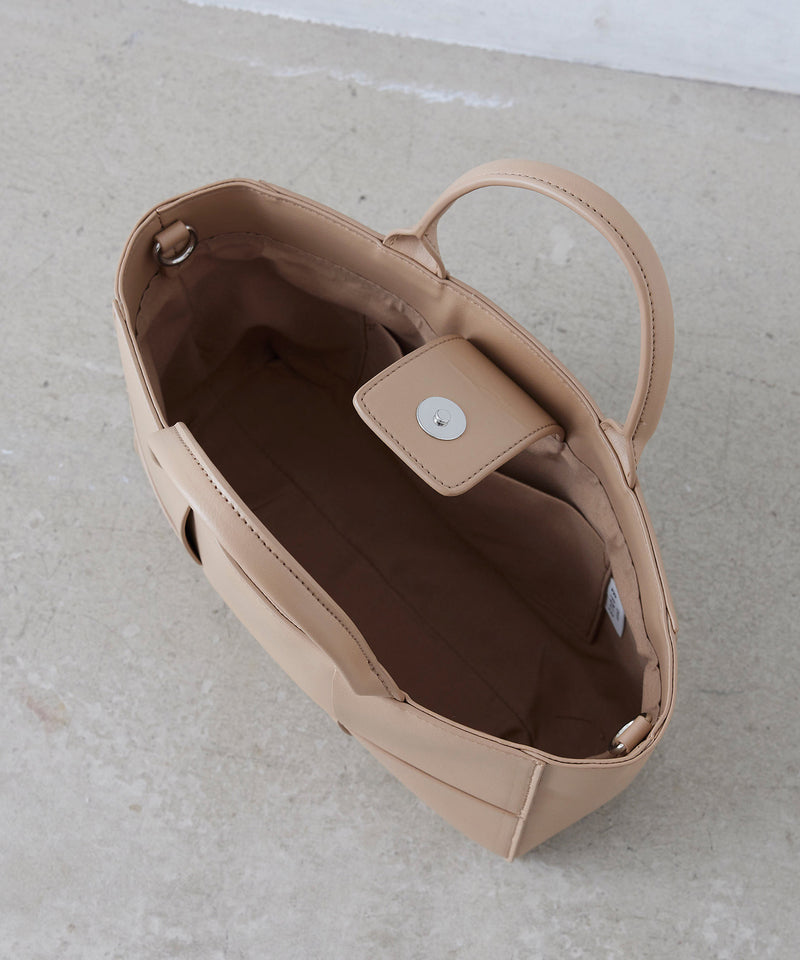フェイクレザー メッシュ トート ショルダーバッグ