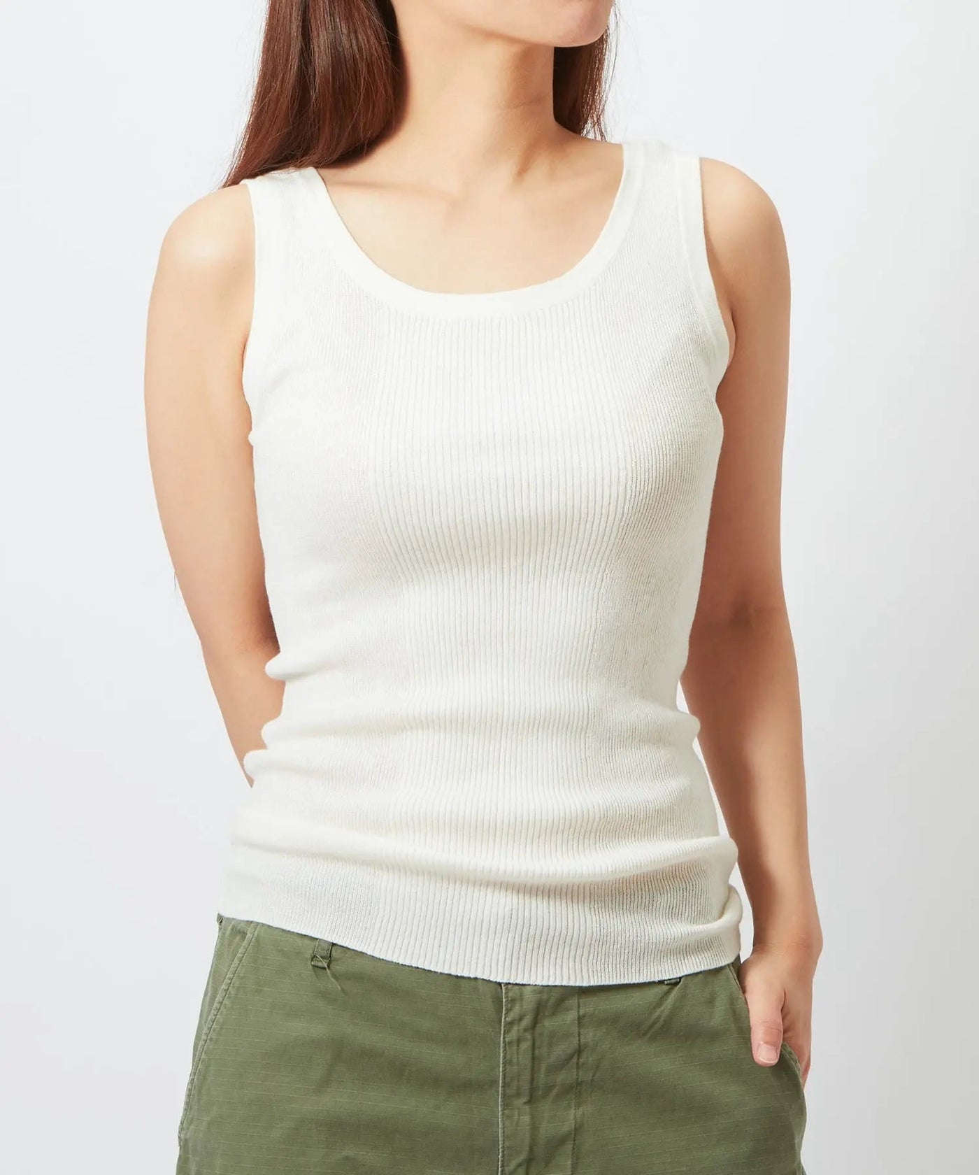 Kumon AMI PARIS コットンリブタンクトップ カップ付きコットンリブタンク/キャミソール M L 【メール便対応